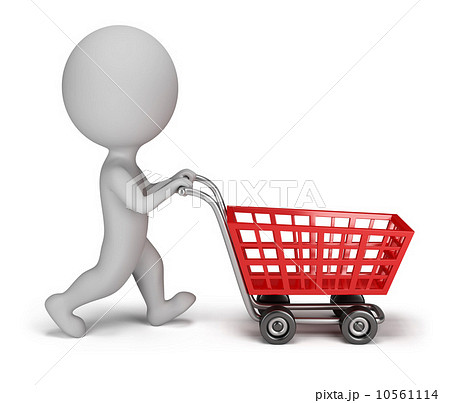 3d small people - shopping cart 10561114