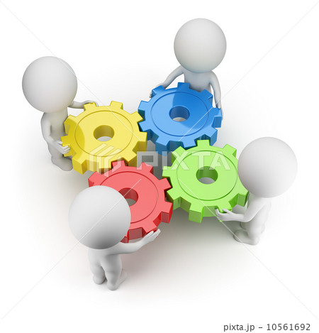 3d small people - gears turned 3d small people - gears turned 10561692