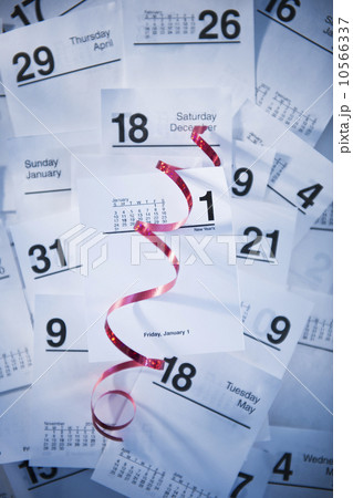 Calendar cards and red ribbon Calendar cards and red ribbon 10566337
