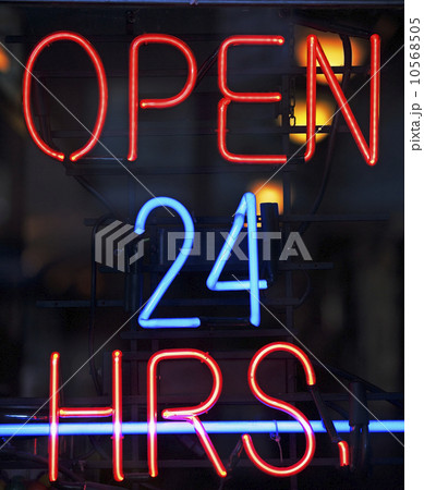 open 24 hours neon sign 10568505