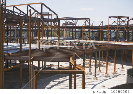 Steel beam frames at construction site 10569502