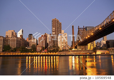 New York City skyline and bridge at night 10569548