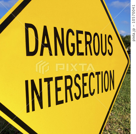Close up of Dangerous Intersection sign Close up of Dangerous Intersection sign 10570041