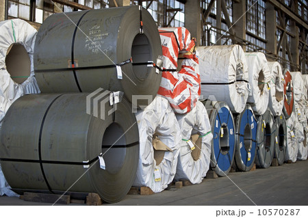 Rolls of steel in warehouse 10570287