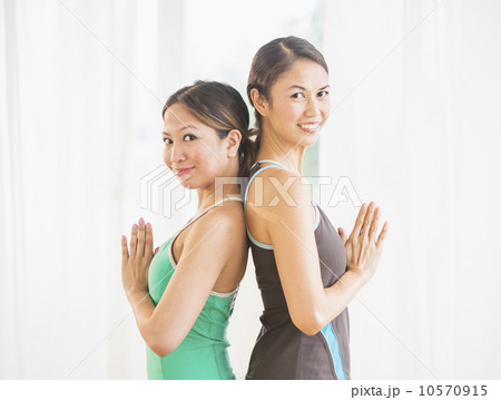 Portrait of two women on yoga class Portrait of two women on yoga class 10570915