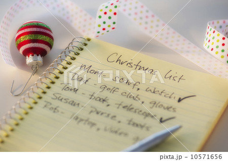 Close-up of christmas gifts list Close-up of christmas gifts list 10571656