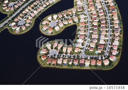 Aerial view of waterfront houses Aerial view of waterfront houses 10571938