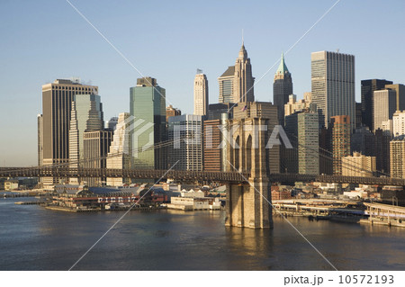 USA, New York State, New York City, Brooklyn Bridge with skyscrapers USA, New York State, New York City, Brooklyn Bridge with skyscrapers 10572193