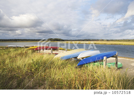 USA, New York, Long Island, East Hampton, Boats lying upside down on jetty USA, New York, Long Island, East Hampton, Boats lying upside down on jetty 10572518
