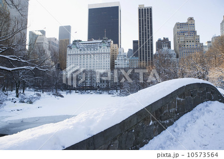 USA, New York City, View of Central Park in winter with Manhattan skyline in background USA, New York City, View of Central Park in winter with Manhattan skyline in background 10573564
