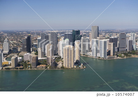 USA, Florida, Miami skyline as seen from air 10574007