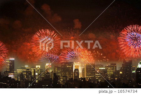 Fireworks over New York City skyline 10574734