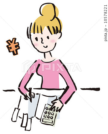 家計簿をつける人のイラスト素材
