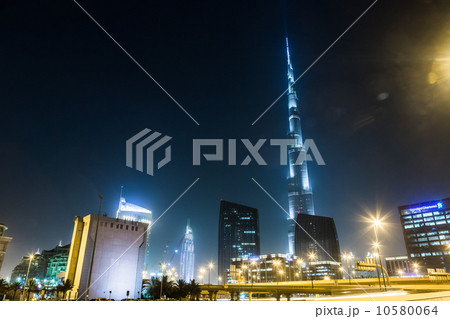 View on Burj Khalifa, Dubai, UAE, at night 10580064