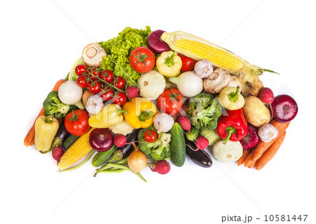 Group of fresh vegetables isolated on white Group of fresh vegetables isolated on white 10581447