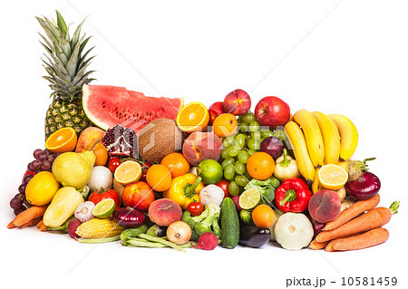 Huge group of fresh vegetables and fruits 10581459