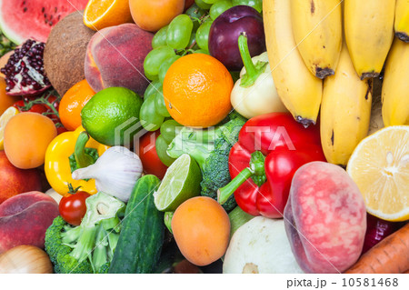 Huge group of fresh vegetables and fruits 10581468