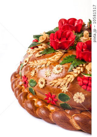 Ukrainian festive bakery Holiday Bread on white 10581517