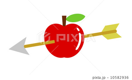 矢の刺さったリンゴのイラスト素材
