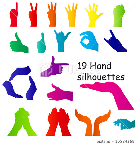 hand signal silhouettes on white. vector illustration 10584369