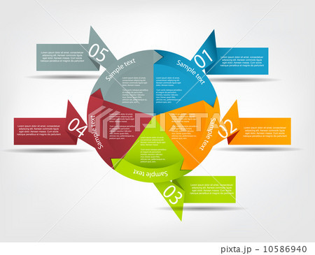 Concept of colorful circular banners with arrows for different b 10586940