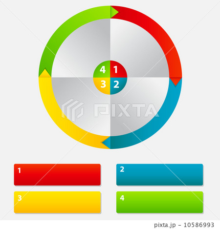 Concept of colorful circular banners with arrows for different b 10586993