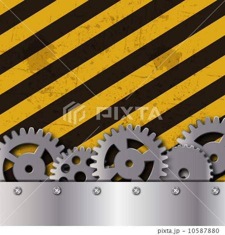 Metal frame on grunge striped cunstruction background vector ill 10587880