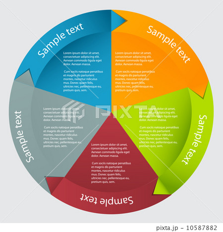 Concept of colorful circular banners with arrows for different b 10587882