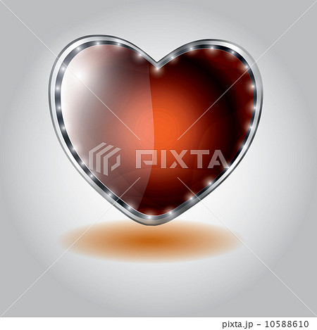 orange heart shaped glass button. vector illustration on valenti 10588610