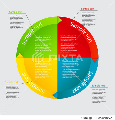 Concept of colorful circular banners with arrows for different b 10589052