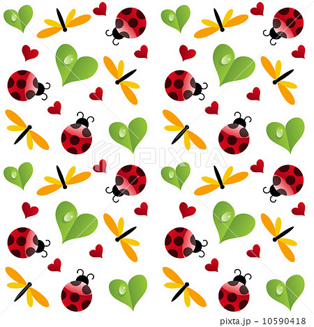 vector clover leaf with ladybird seamless pattern 10590418