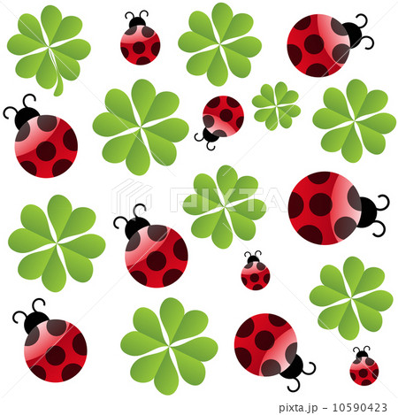 vector clover leaf with ladybird seamless pattern 10590423