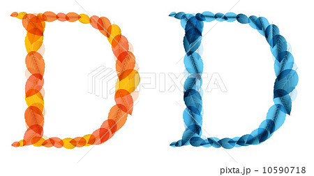 Vector alphabet letters made from orange and blue leafs. Vector Vector alphabet letters made from orange and blue leafs. Vector 10590718