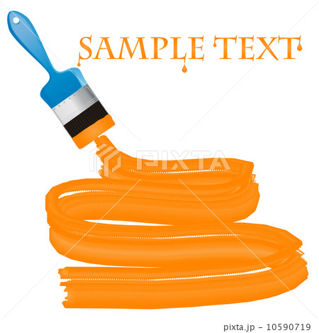 Blue paint brush with orange paint and a place for sample text. 10590719