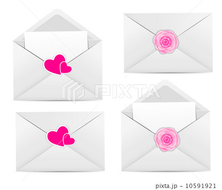 Valentine`s Day Card with Envelope, Heart and Rose Flower Vector Valentine`s Day Card with Envelope, Heart and Rose Flower Vector 10591921
