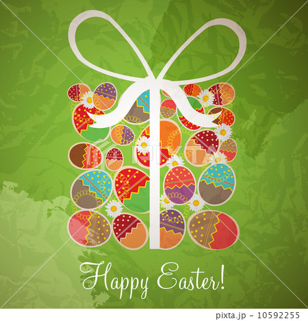 Easter card template - gift box from eggs 10592255
