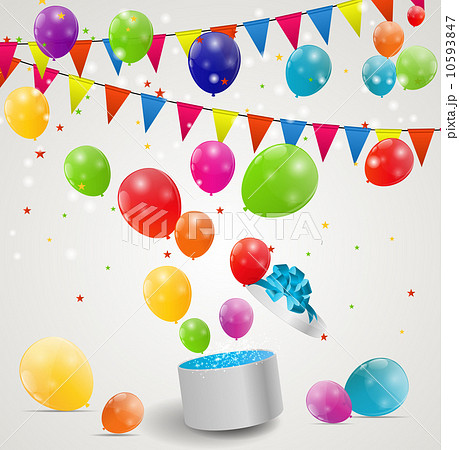 Color Glossy Balloons in Gift Box Background Vector Illustration Color Glossy Balloons in Gift Box Background Vector Illustration 10593847