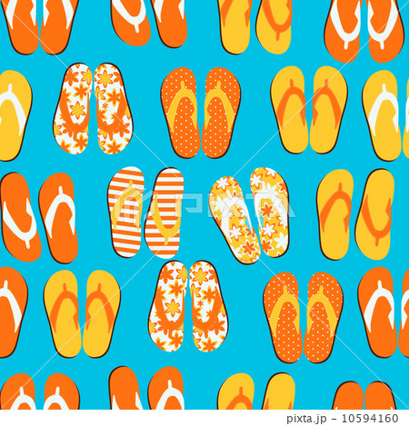 Beach Seamless Retro Grunge Background witj Flip Flops 10594160