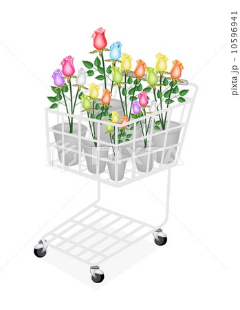 Three Beautiful Roses in A Shopping Cart Three Beautiful Roses in A Shopping Cart 10596941