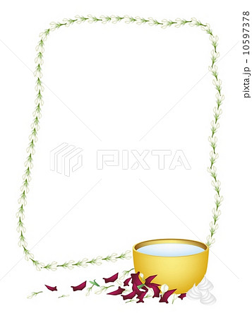 Frame of Jasmine Garland with Water Bowl for Songkran Festival Frame of Jasmine Garland with Water Bowl for Songkran Festival 10597378