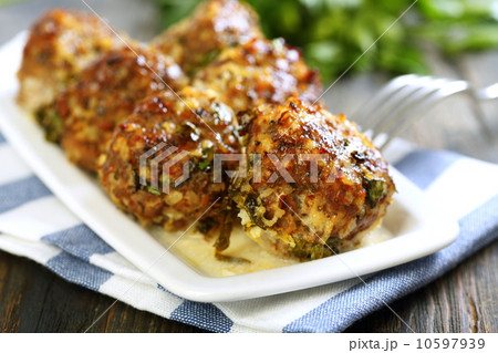 Plate with meatballs. Plate with meatballs. 10597939