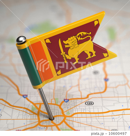 Sri Lanka Small Flag on a Map Background. 10600497