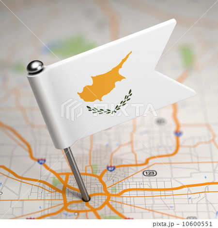 Cyprus Small Flag on a Map Background. 10600551