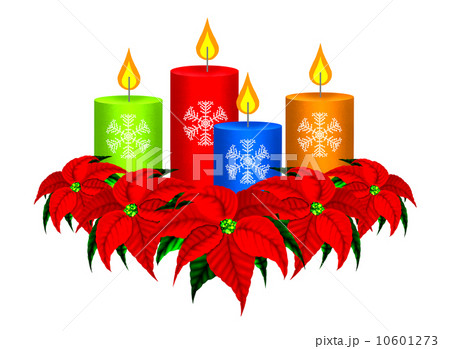 Christmas Candles and Poinsettia Christmas Flowers 10601273