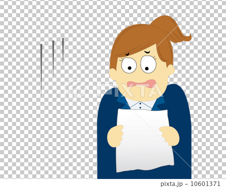 書類を見てがっかりする社員_背景なし 10601371