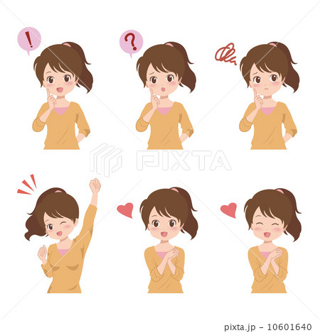 いろいろなポーズの女の子のイラスト素材