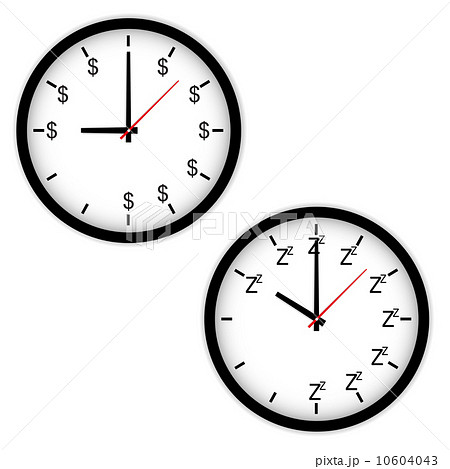 The Clock concept with time to work and sleep The Clock concept with time to work and sleep 10604043