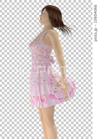 風に吹かれる女性 合成用 背景透過 リアル3D CG イラスト素材 風に吹かれる女性 合成用 背景透過 リアル3D CG イラスト素材 10604066