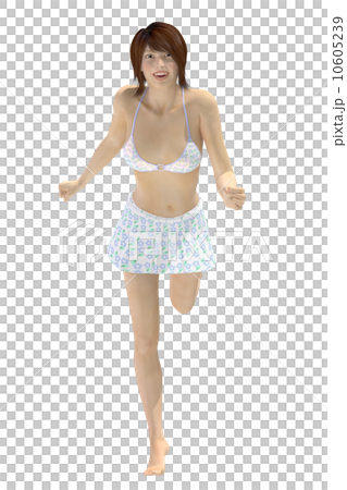 跑步泳裝女性合成背景透明3DCG例證材料 10605239