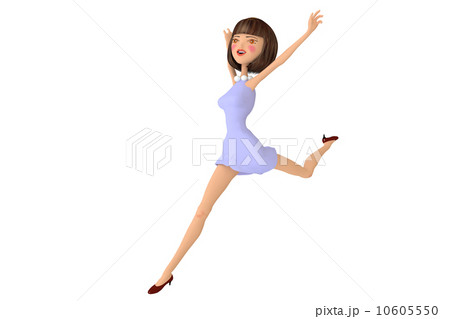 ジャンプする女性 合成用背景透過 ３dcg イラスト素材のイラスト素材